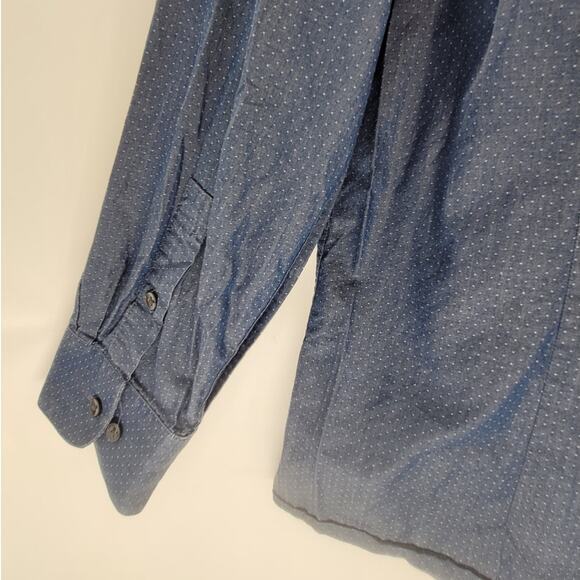 Bar 3 Blue White Dot Long Sleeve Button Up Mens Shirt Size Large - Picture 9 of 13